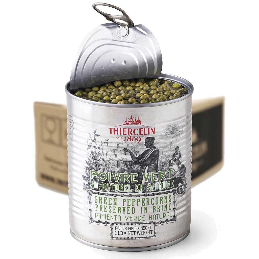 Pimenta verde em conserva, lata metálica, caixa com 12 unidades de 450g