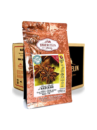 Anice stellato, stelle intere, sacchetto salvafreschezza richiudibile, cartone da 12 x 150 g