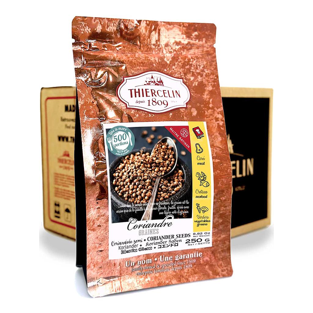 Cilantro, fruta deshidratada (diaquenes), bolsa de frescura resellable, caja de 12 x 250 g