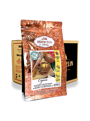 CAJUN (EPICES), mélange en poudre, sachet fraîcheur refermable, Carton de 12 x 500 g