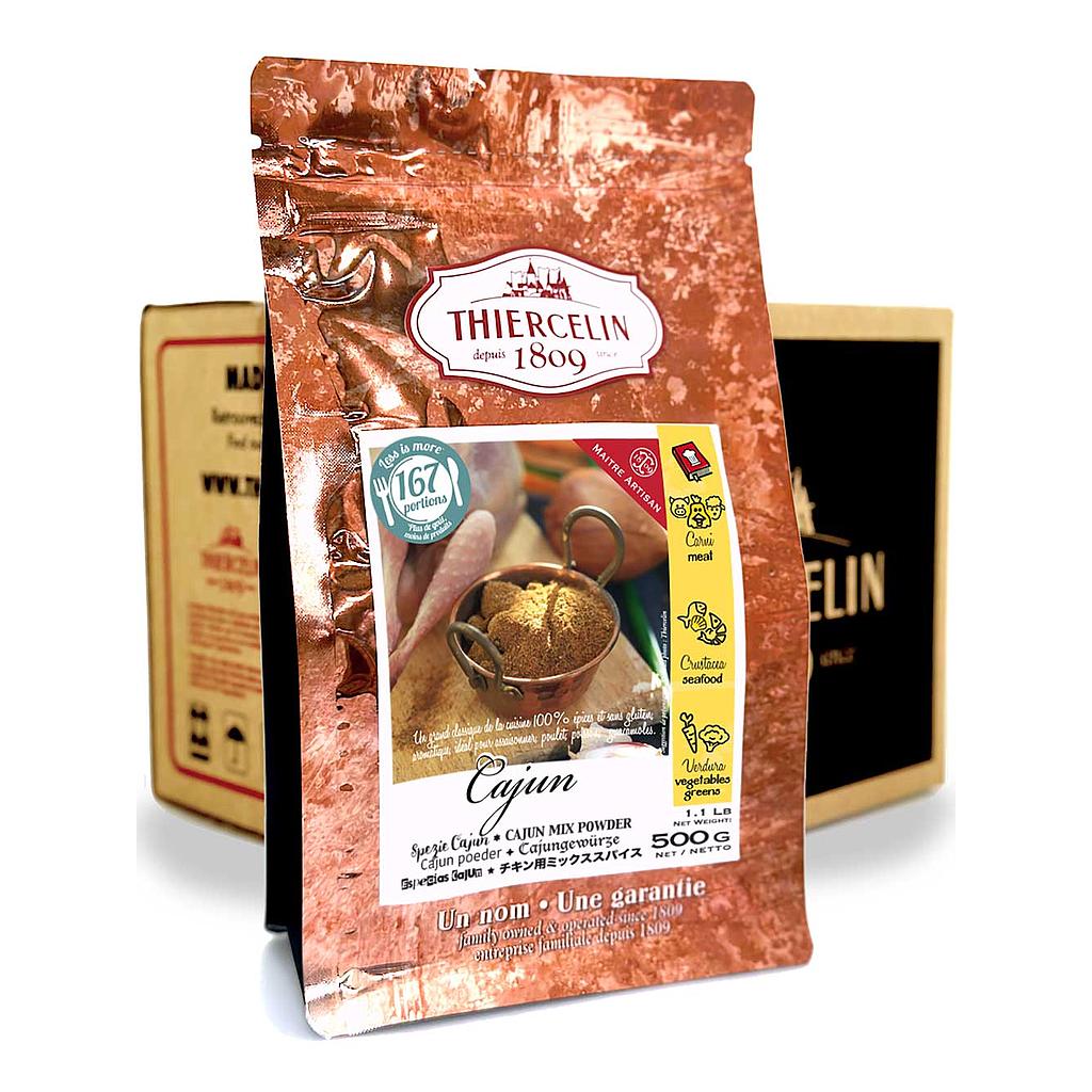 CAJUN (SPEZIE), miscela in polvere, sacchetto salvafreschezza richiudibile, cartone da 12 x 500 g