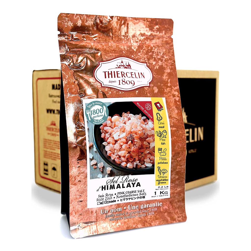 Himalaya-Rosa-Salz, granuliert, wiederverschließbarer Frischebeutel, Karton mit 12 x 1 kg