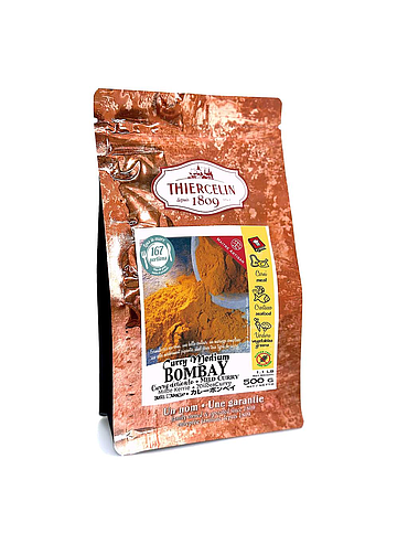 CURRY MEDIUM BOMBAY, powdered spice blend, resealable zip bag 500 g 