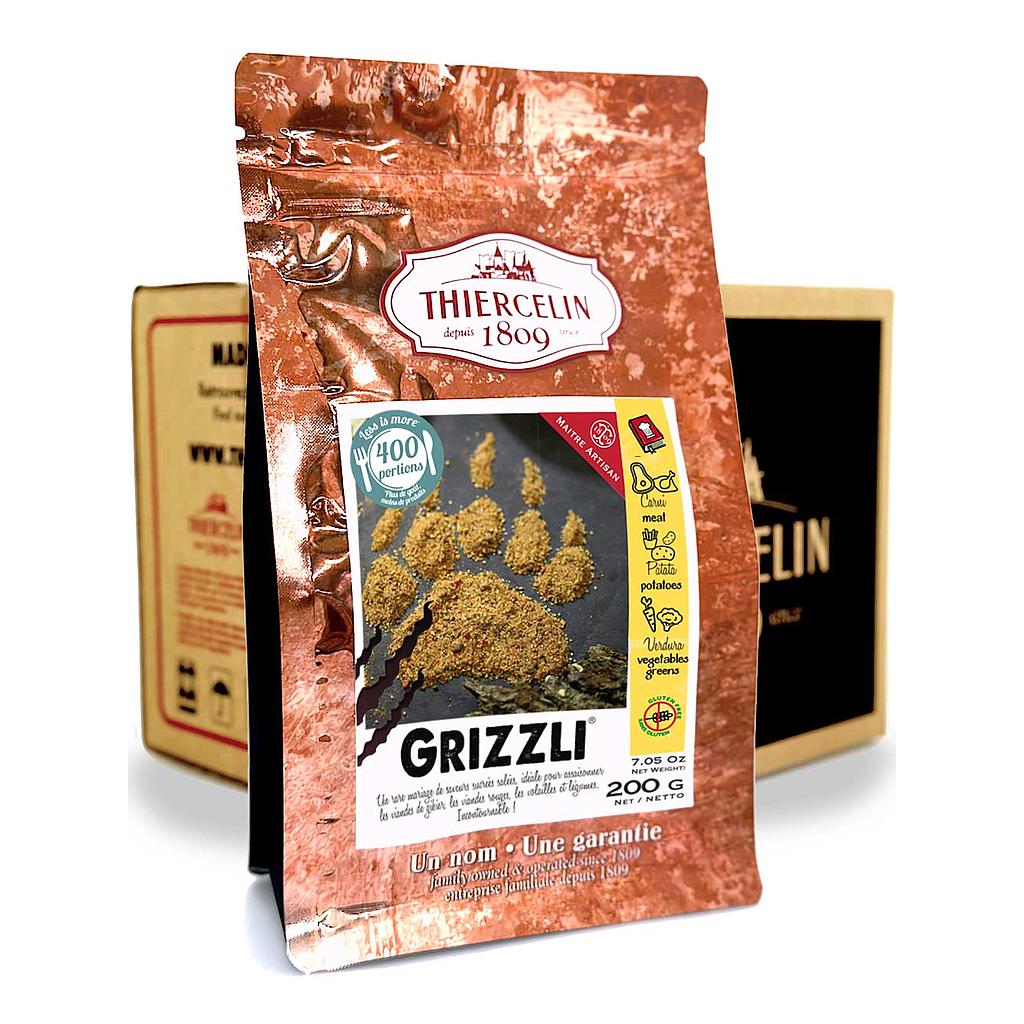 GRIZZLI®, miscela di spezie in polvere salate/dolci, sacchetto salvafreschezza richiudibile, cartone da 12 x 200 g