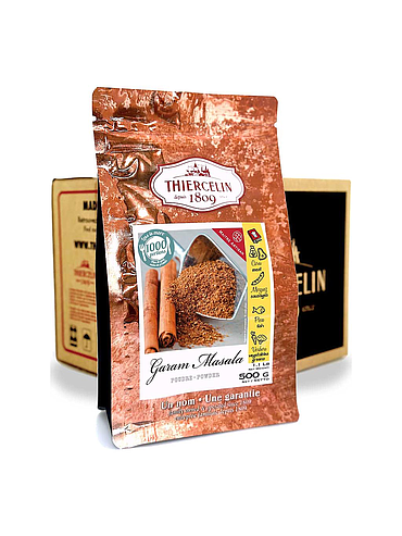 GARAM MASALA, poudre, sachet fraîcheur refermable, Carton de 12 x 500 g