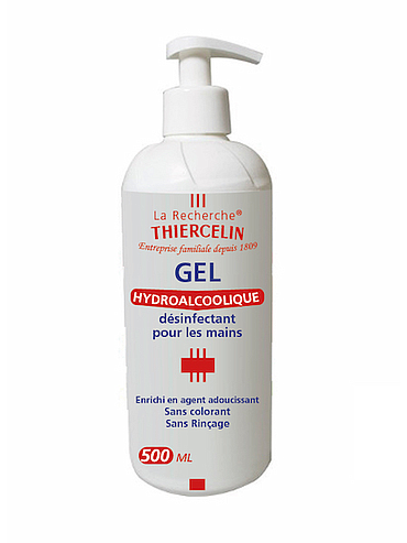 GEL HYDROALCOOLIQUE, 70%, flacon individuel 500 ml avec distributeur poussoir