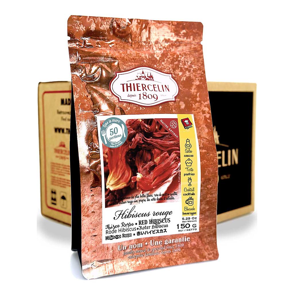Rode hibiscus, gedroogde bloemen, hersluitbare vershoudzak, doos van 12 x 150 g