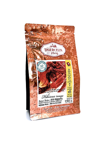 HIBISCO VERMELHO, flores secas, saco de frescura reutilizável 150 g