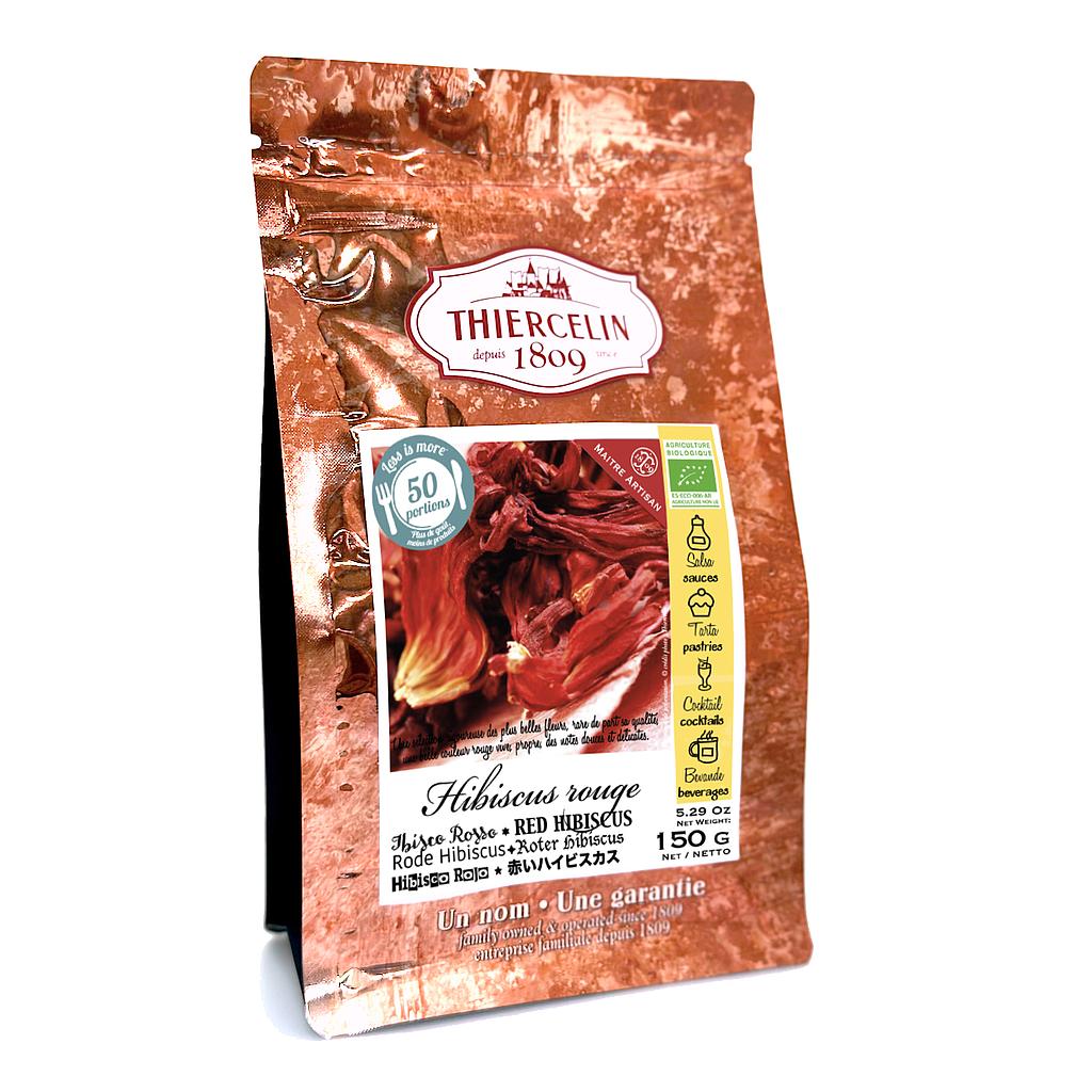 HIBISCUS ROUGE BIO, fleurs séchées, issu de l'agriculture biologique, sachet fraîcheur refermable 150 g