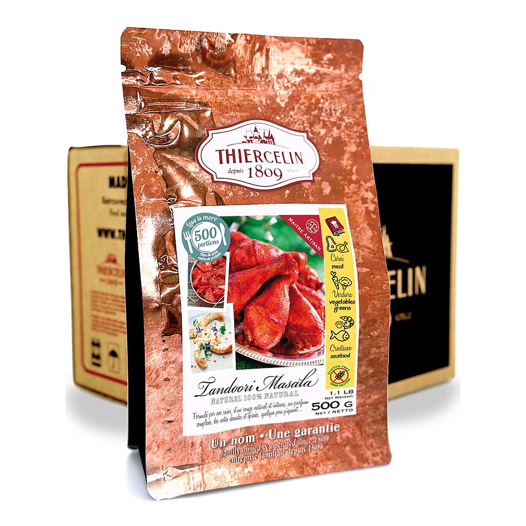 TANDOORI MASALA, miscela di spezie in polvere, sacchetto salvafreschezza richiudibile, cartone da 12 x 500 g